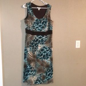 Brown Blue White Dress Barn Size 16 Maxi Dress